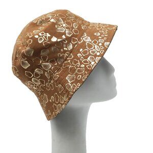 Reversible Bucket Hat Gold Metallic Print Brown Black Casual Retro